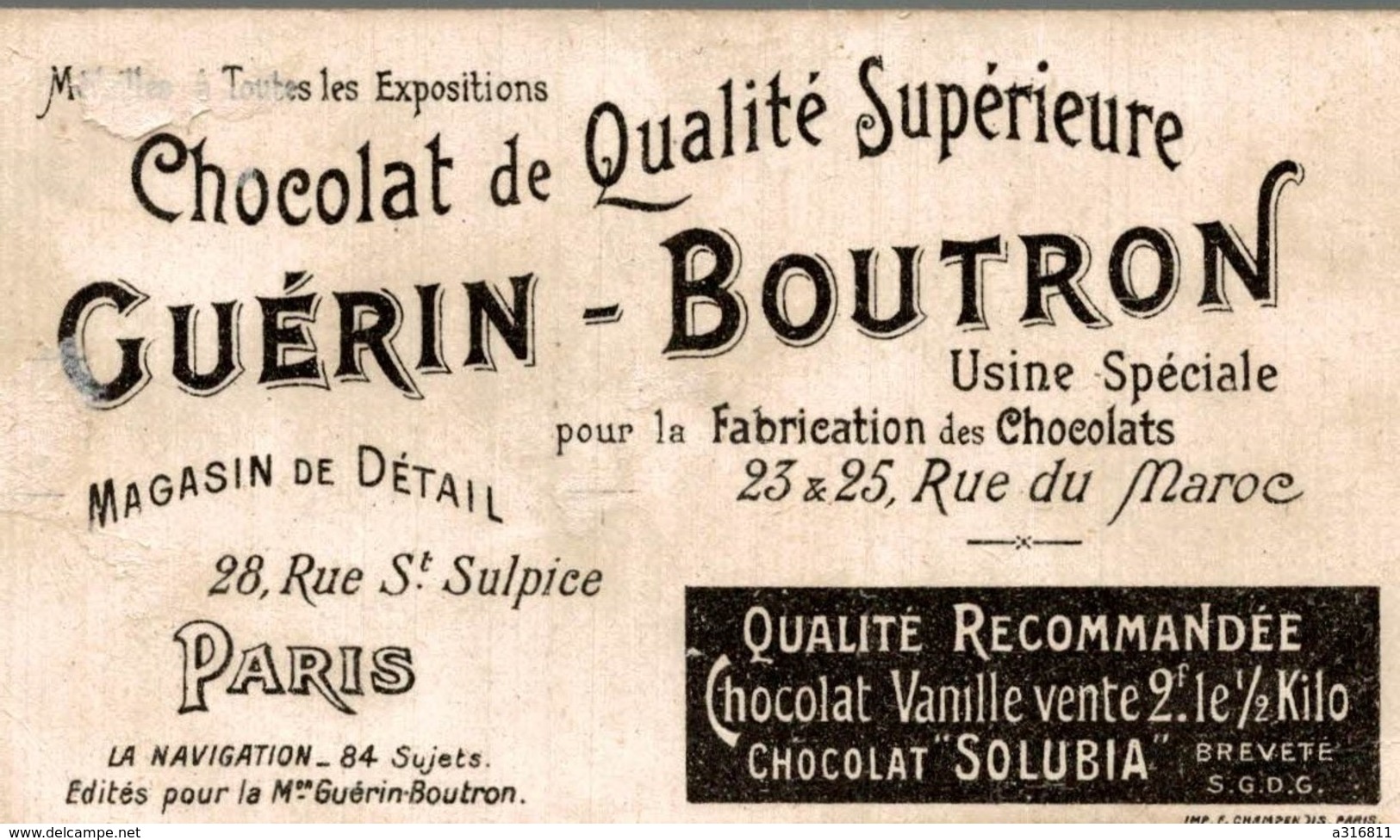 CHOCOLAT GUERIN BOUTRON MARINE MARCHANDE BAC A CORDE - Guerin Boutron