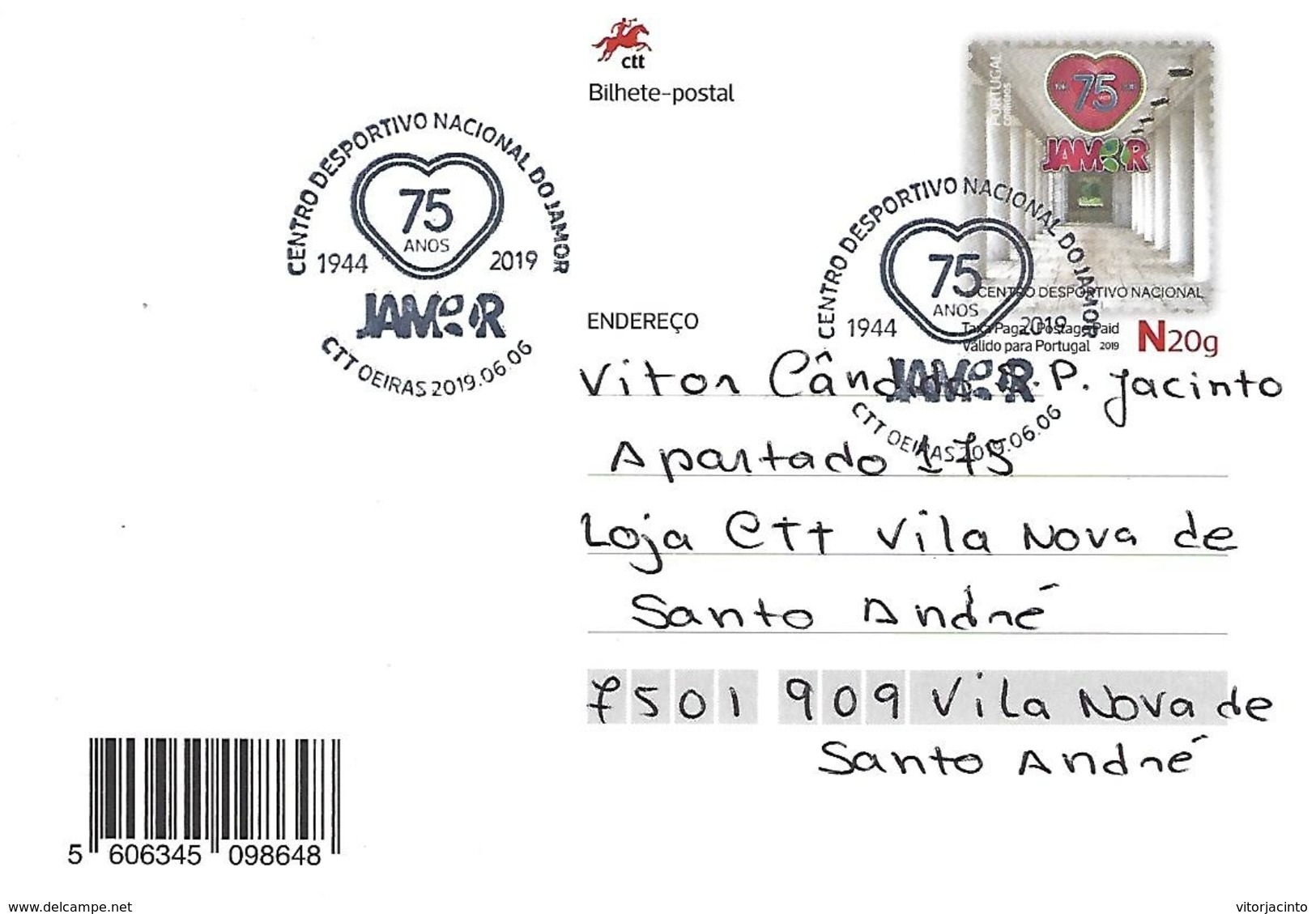 PORTUGAL - PAP + Postmark "75 Years Of The National Stadium Of JAMOR" - (National Postage Paid N20g) - Autres & Non Classés