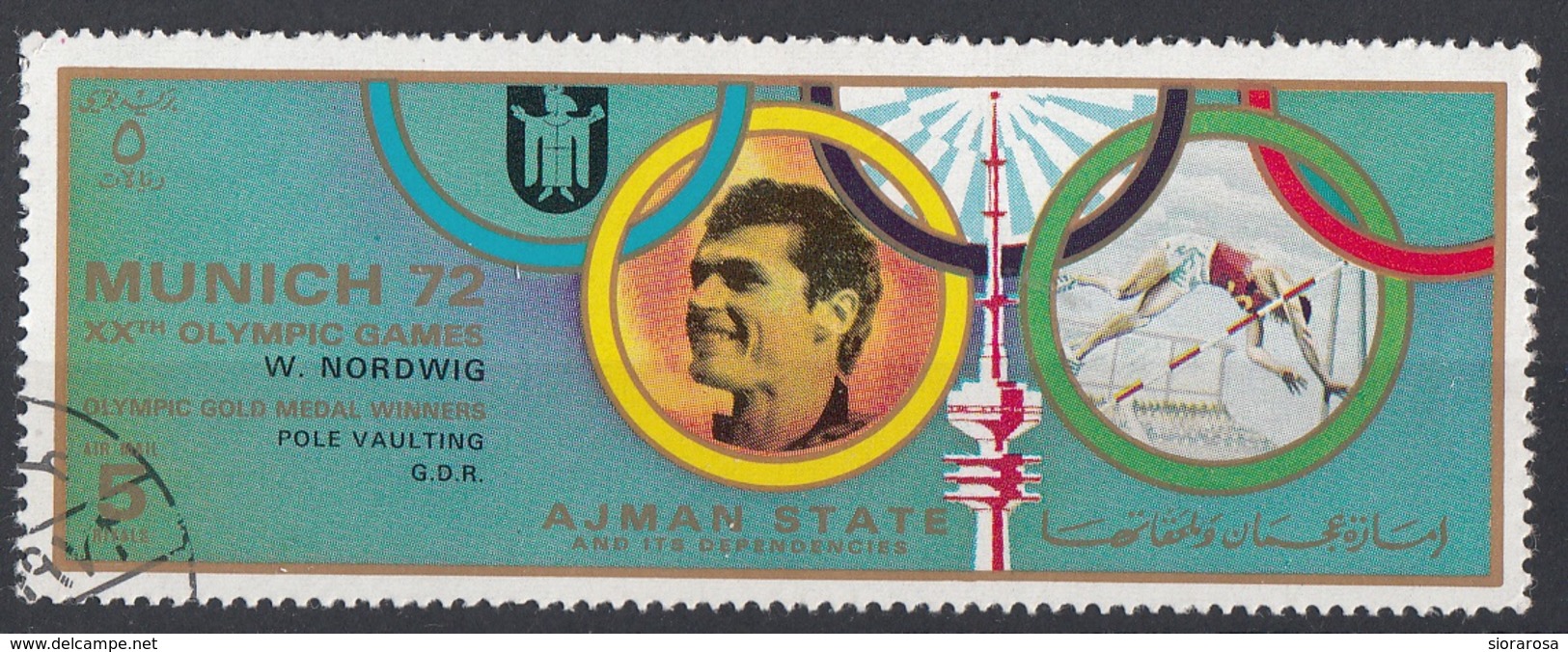 Ajman 1972 Mi. 1603 XX° Olympic Games Munich Monaco Winners Oro Gold Salto Asta Wolfgang Nordwig Germany - Jumping