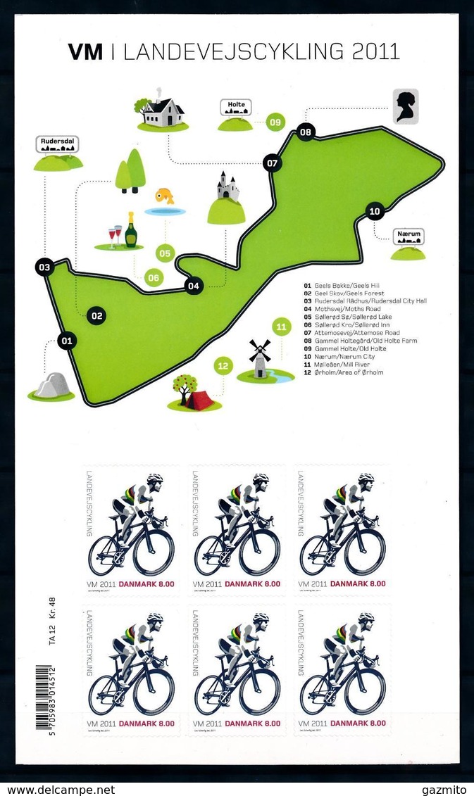 Denmark 2011, World Cup Of Cycling, Wind Mulin, Self Adhesive Sheet - Radsport