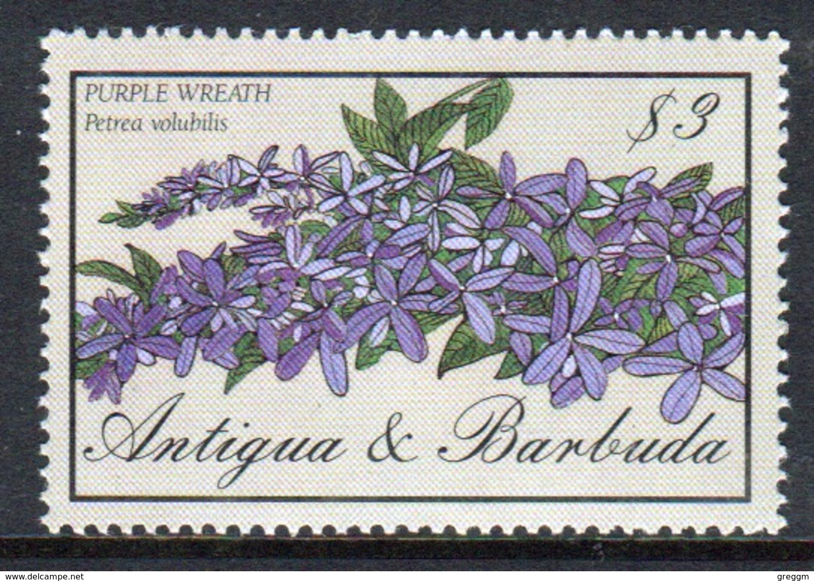 Antigua 1986 Single $3 Stamp From The Flowers Set. - Antigua And Barbuda (1981-...)