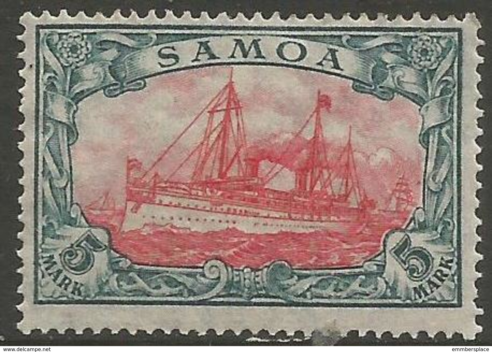 German Samoa - 1915 Kaiser's Yacht 5mk MH *   Sc 73 - Samoa