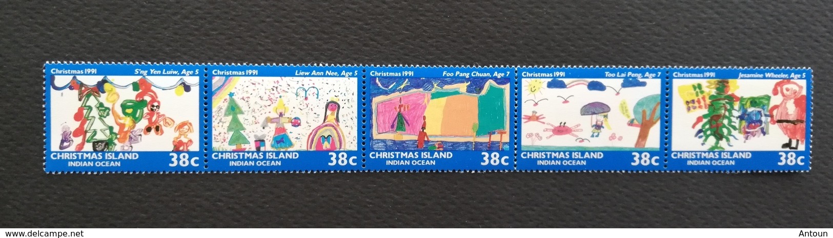 Christmas Island 1991 Christmas Strip Of Five  Folded - Christmas Island