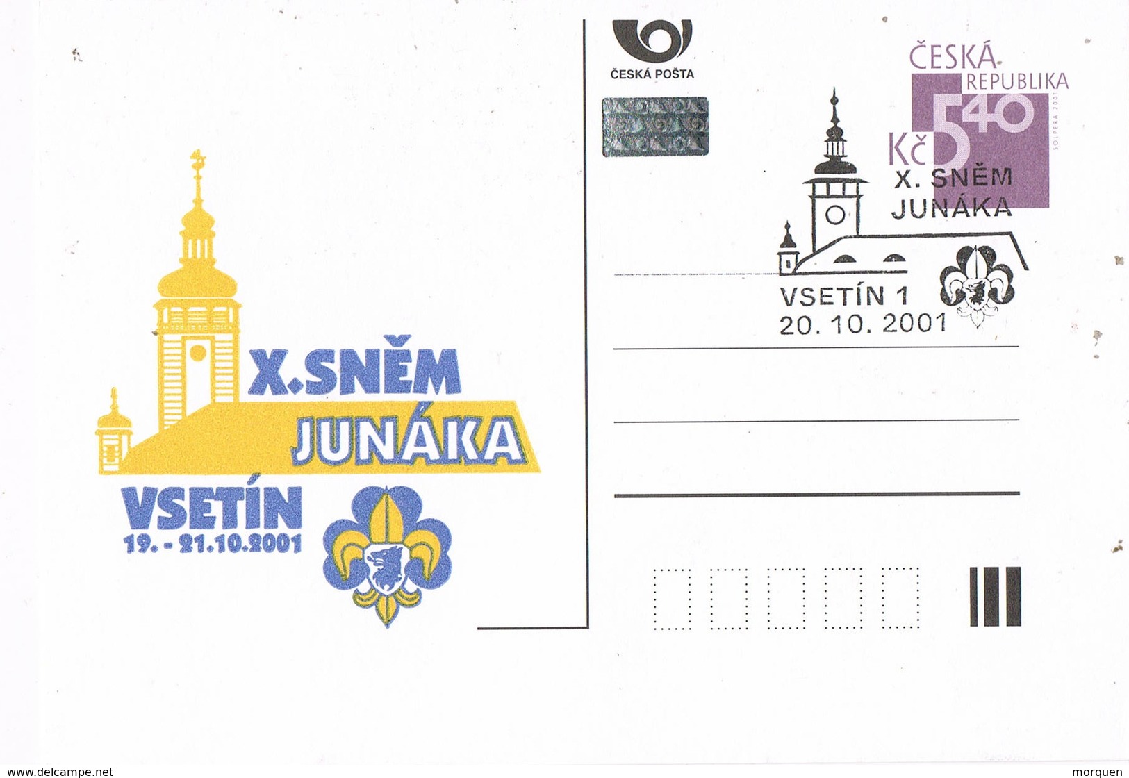 33091. Entero Postal VSETIN (Republica Checa) 2001. SCOUT. X Snem Junaka - Postales