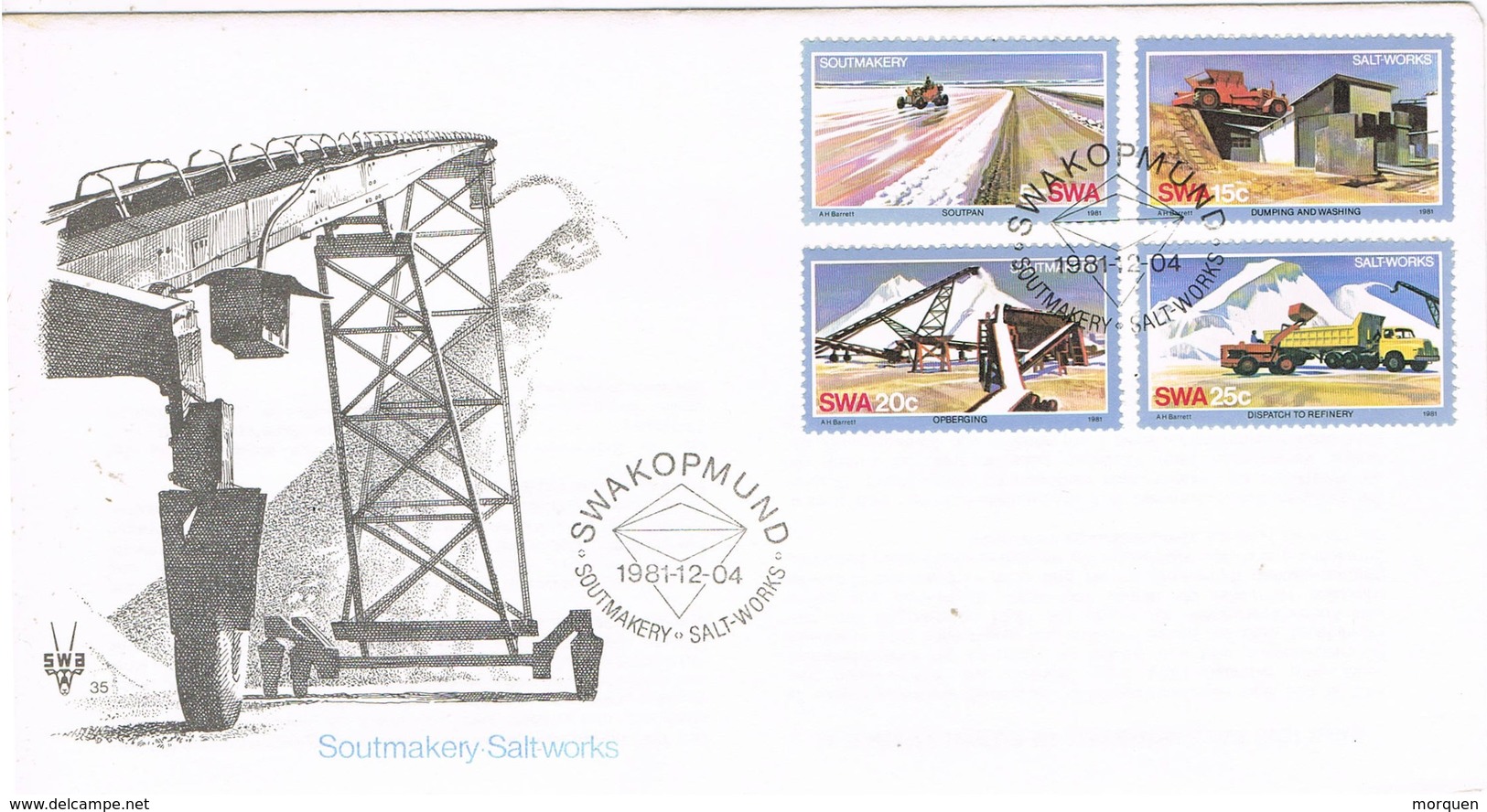 33092. Carta F.D.C. SWAKOPMUND (South Africa) 1981. Southmakery, Salt- Works. SAL, Minas De Sal - FDC