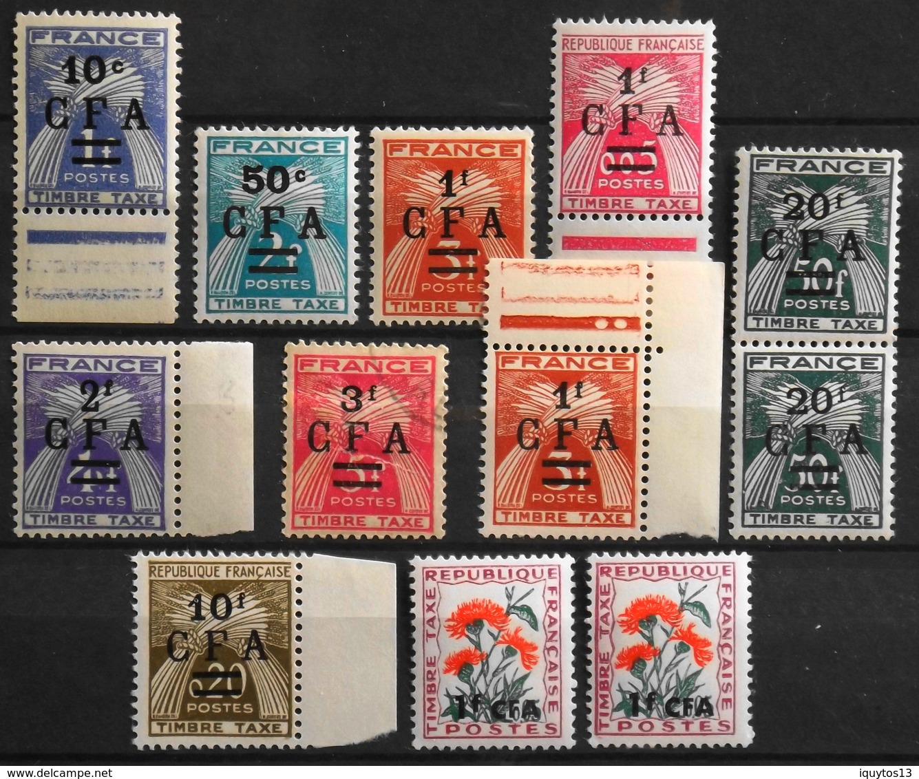 Fr. (ex-colonies & Protectorats) > Réunion (1852-1975) > 1949-50 Collection De Timbres-taxe CFA NEUFS**/O - Timbres-taxe