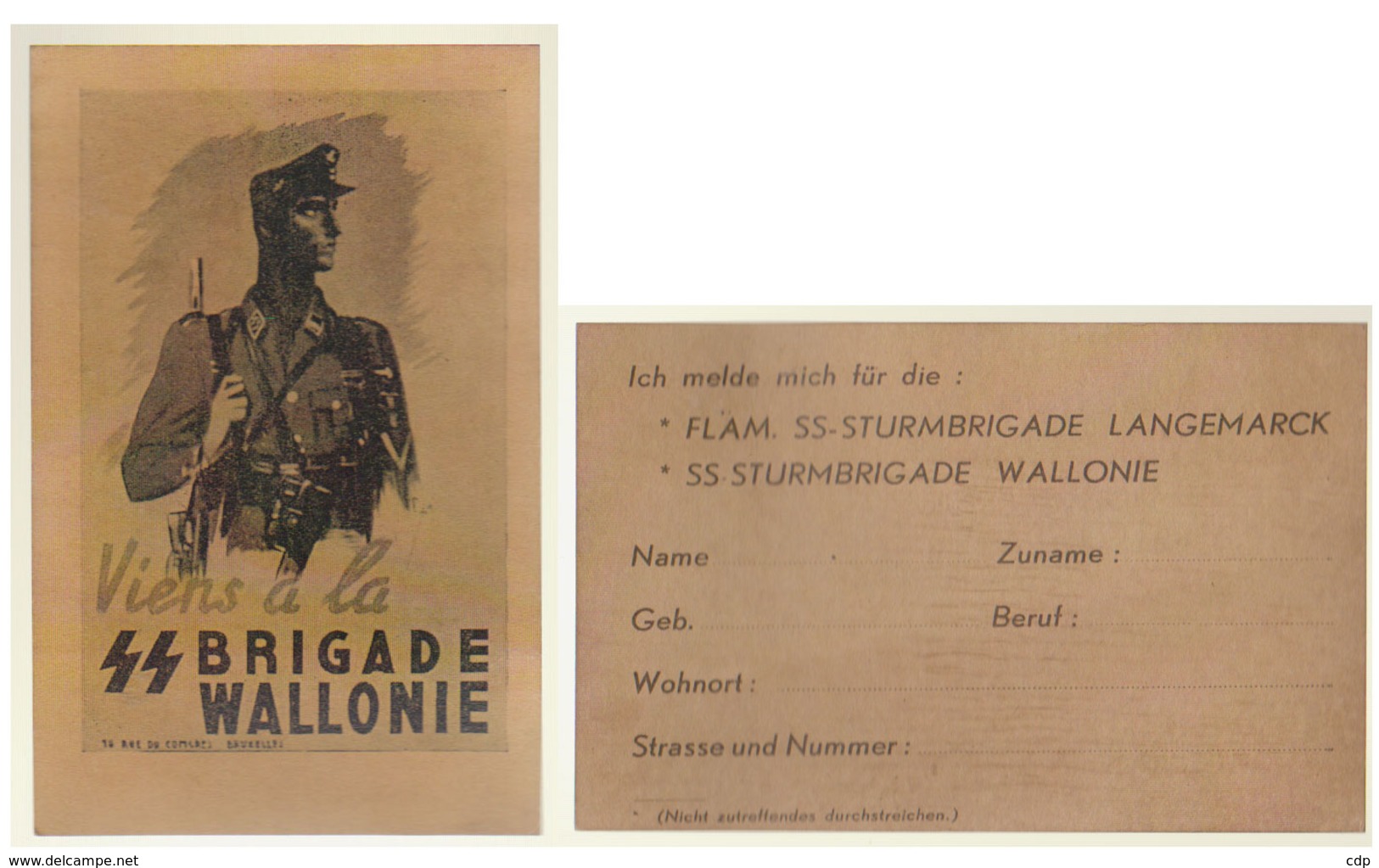 Cpa SS Brigade Wallonie - Guerre 1939-45