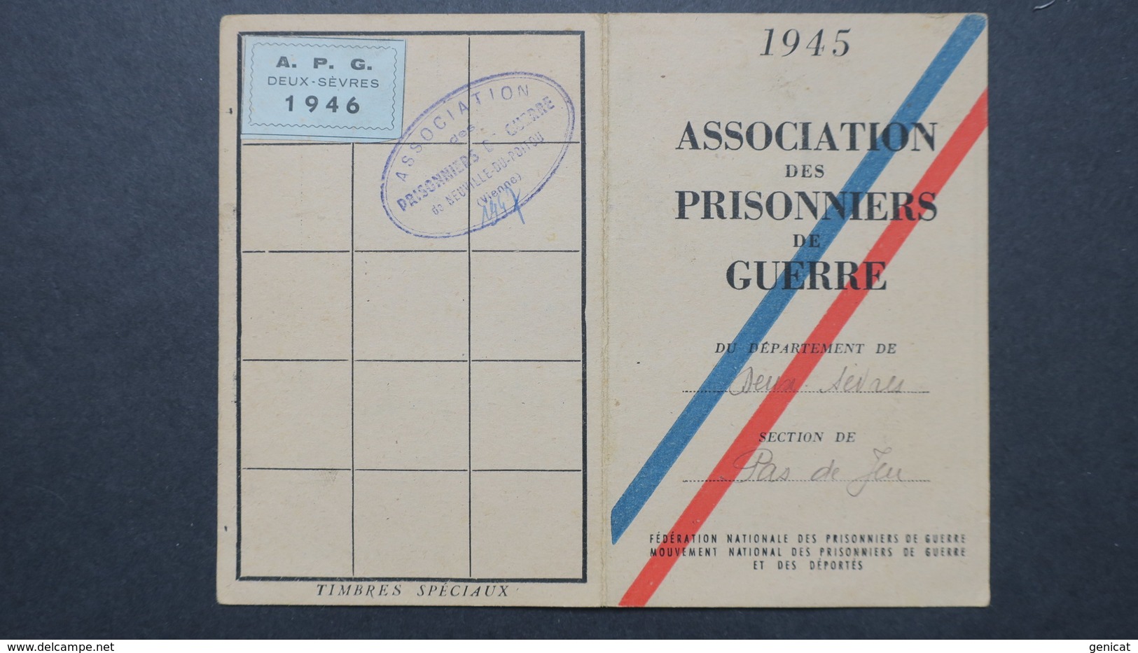 Carte De L'Association Des Prisonniers De Guerre Des Deux Sevres Stalag VI C Libéré Le 19 Avril 1945 - Guerre De 1939-45