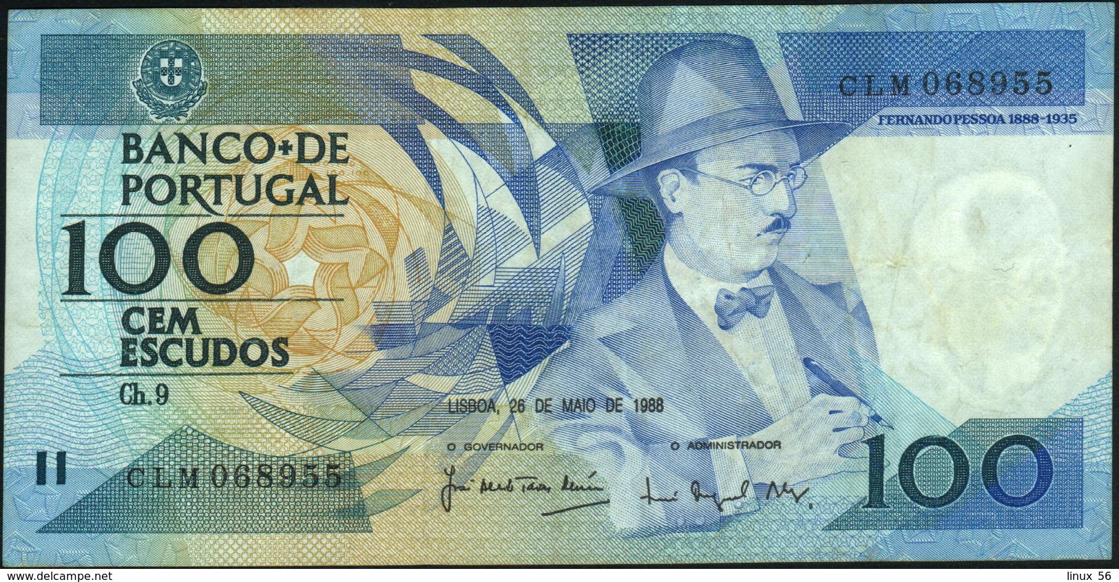 PORTUGAL - 100 Escudos 26.05.1988 Fine+ P.179 E(2) - Portugal