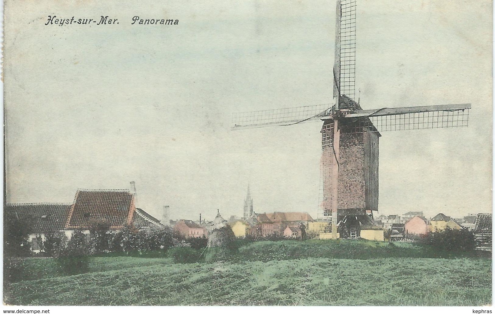 HEYST-SUR-MER : Panorama - RARE VARIANTE COLORISEE- Cachet De La Poste 1909 - Heist