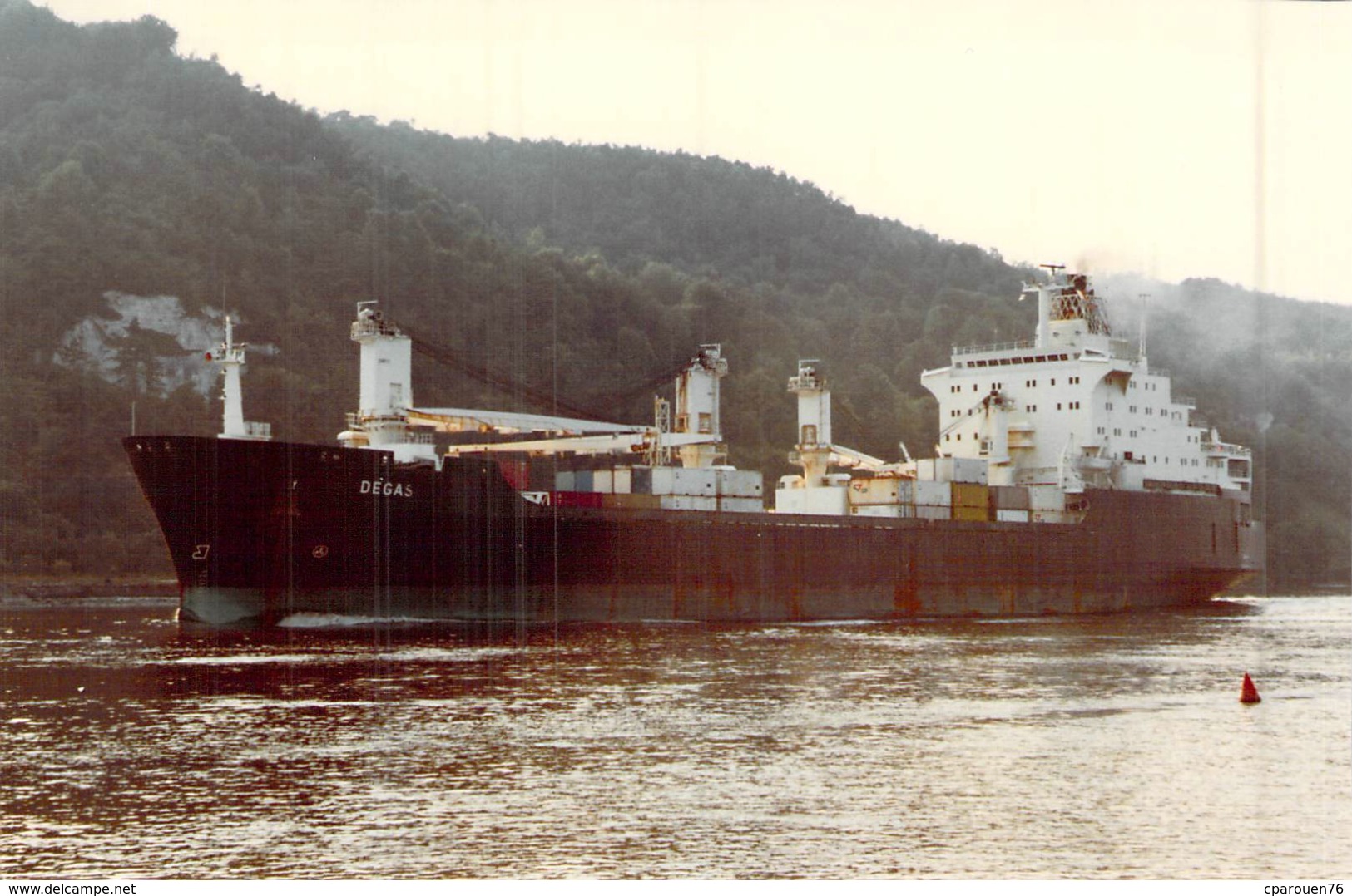 Photo Couleur Ancienne Originale Bateau C G M  " Degas " Sur La Seine 1977 St Nazaire - Commercio