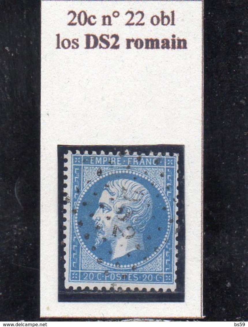 Paris - N° 22 Obl Losange DS2 Romain - 1862 Napoléon III