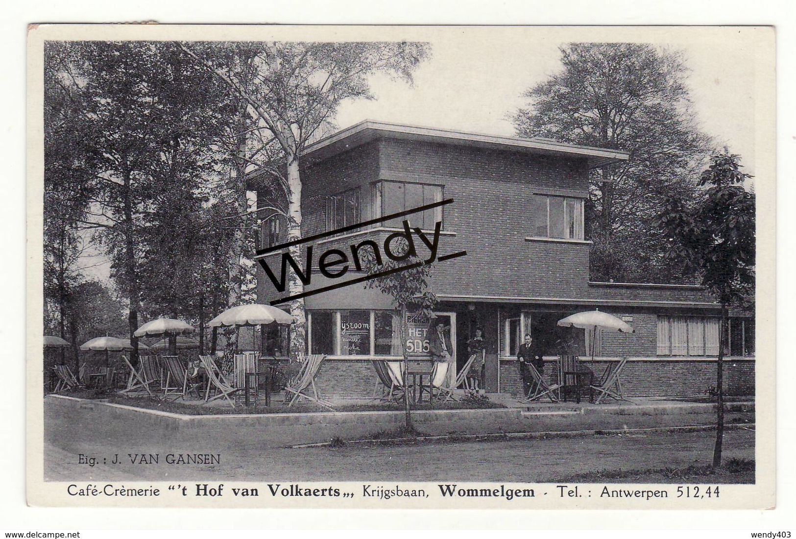 Wommelgem (café-crèmerie 't Hof Van Volkaerts - Krijgsbaan - Originele Foto) - Wommelgem