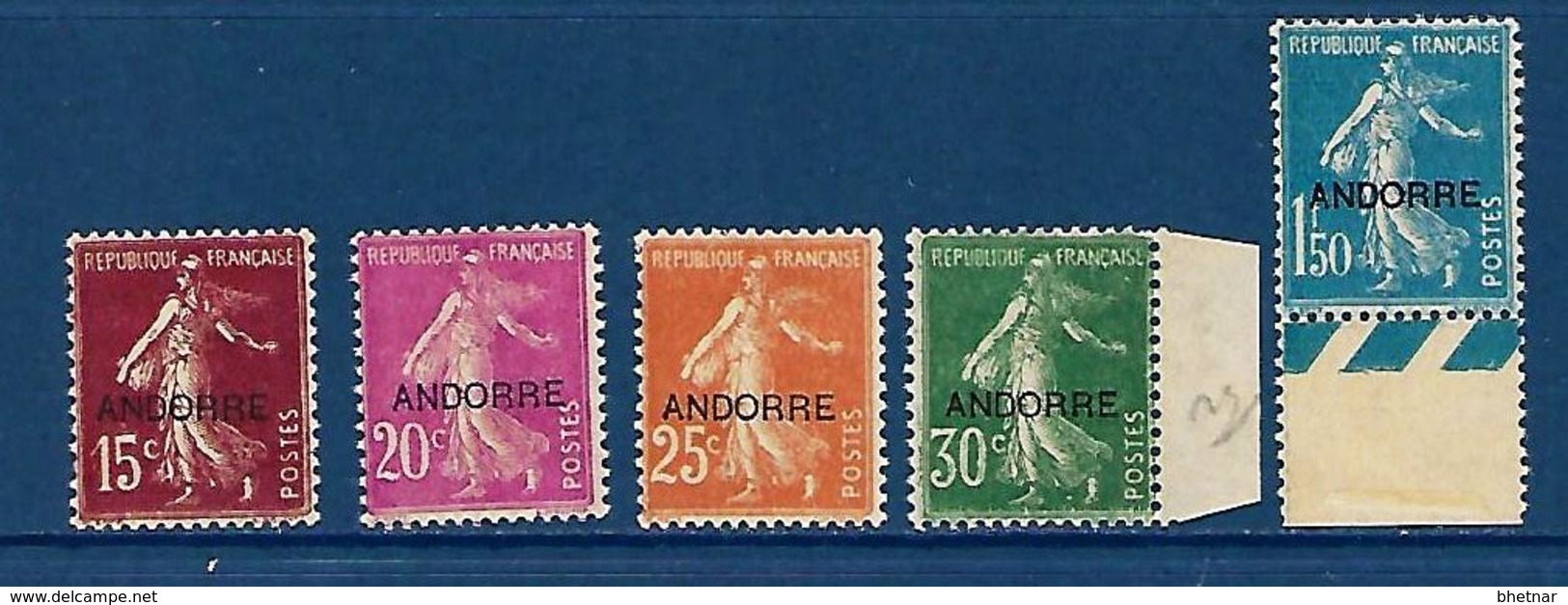 Andorre YT 7 à 10 13 " Semeuse Camée " 1931 Neuf* - Neufs