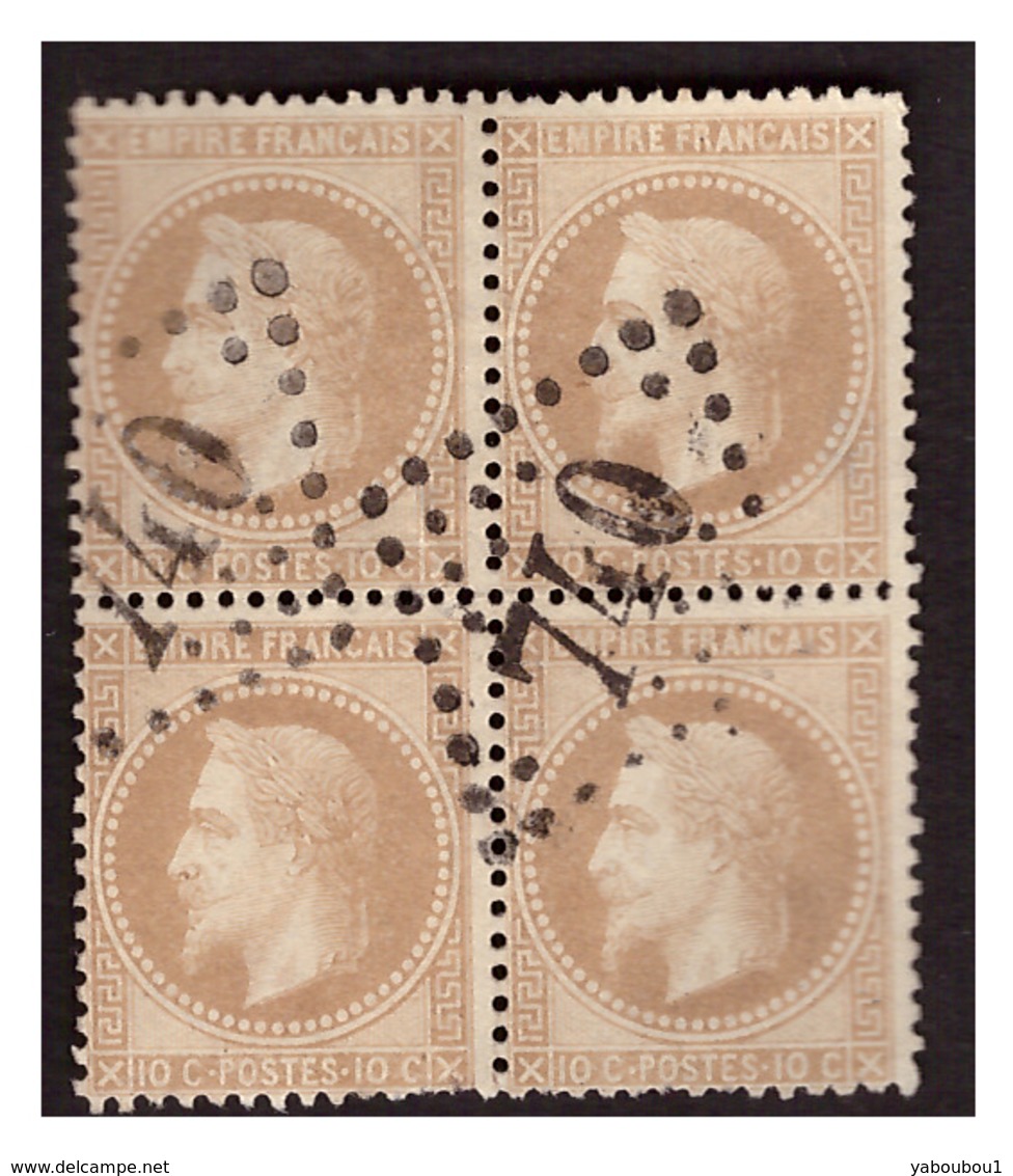 Bloc De 4 Du N° 28B Obl. - 1863-1870 Napoleon III With Laurels