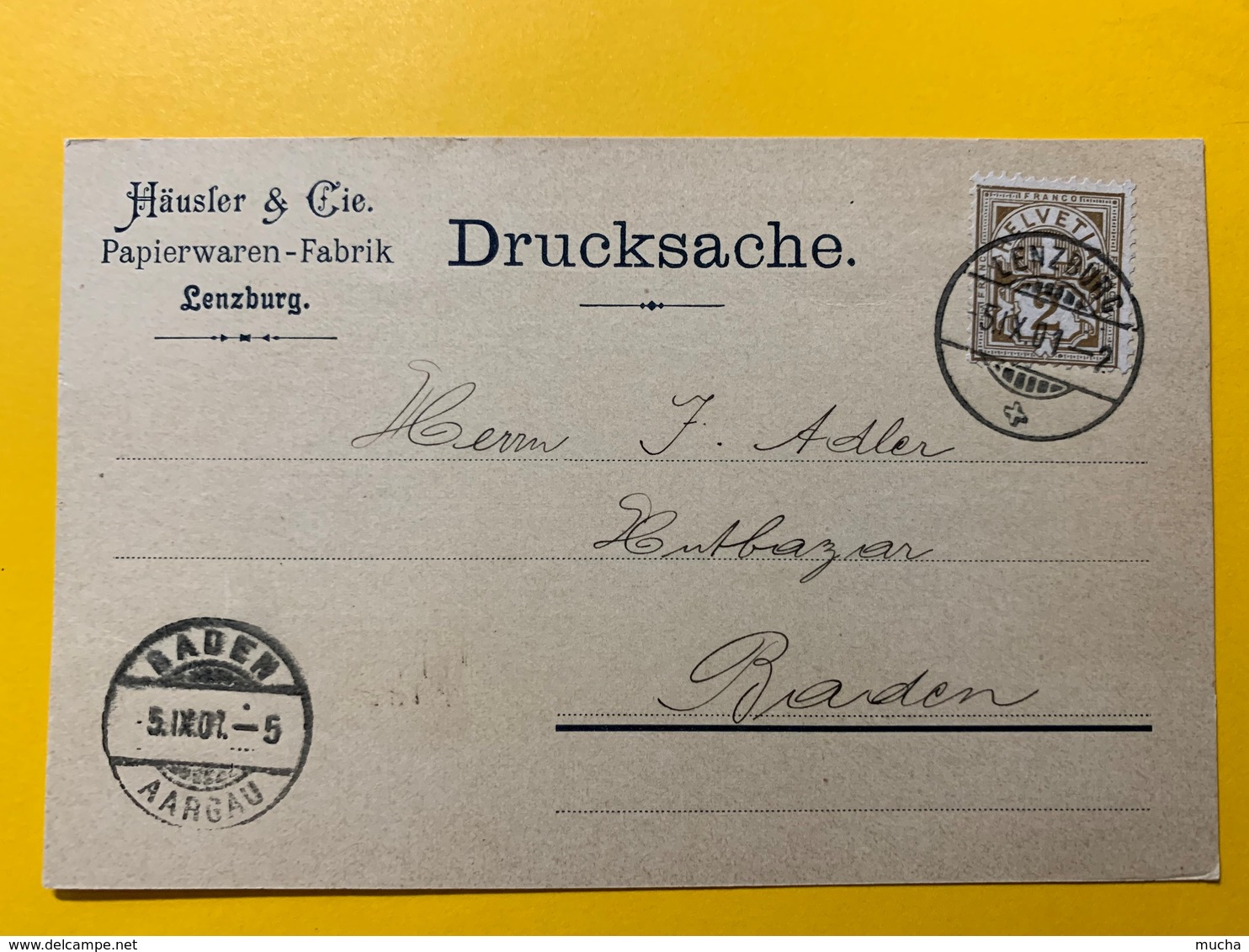 8695 - Häusler Papierwaren-Fabrik Lenzburg 5.09.1901 - Lenzburg