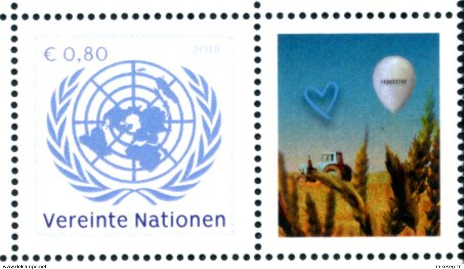 ONU Vienne 2018 - 1 Timbre Détaché De Feuille De Timbres Personnalisés UNODC Blue Heart Campaign Human Trafficking ** - Neufs