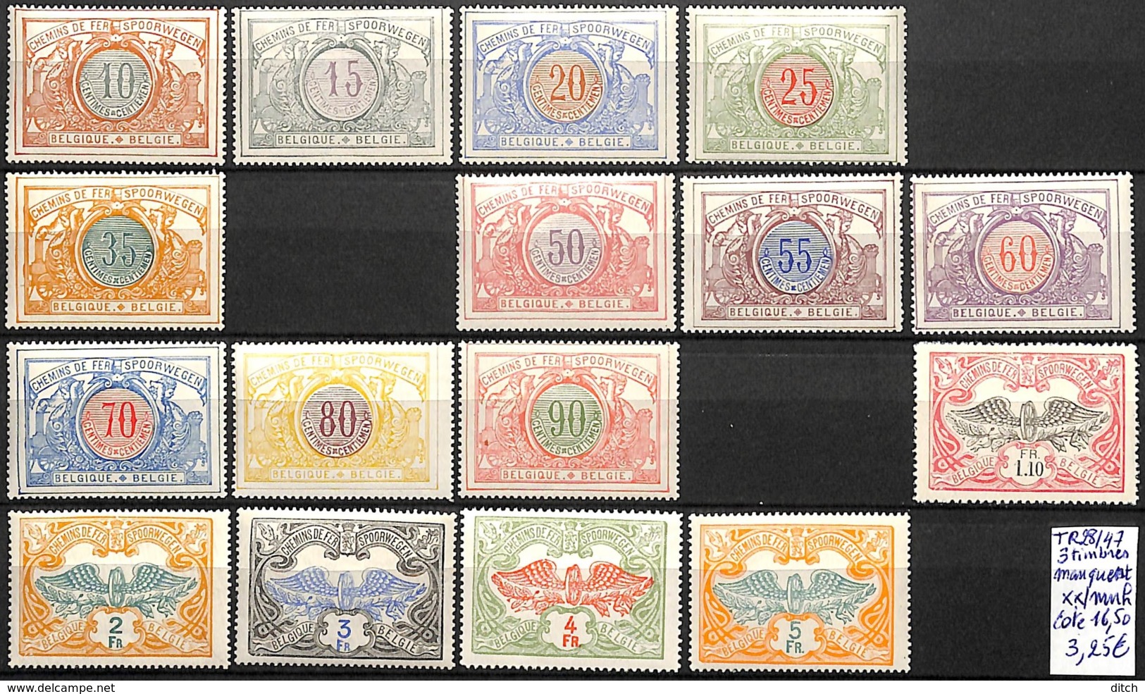 D - [830515]TB//**/Mnh-c:17e-Belgique  - TR28/47, 3 Timbres Manquent - Autres & Non Classés