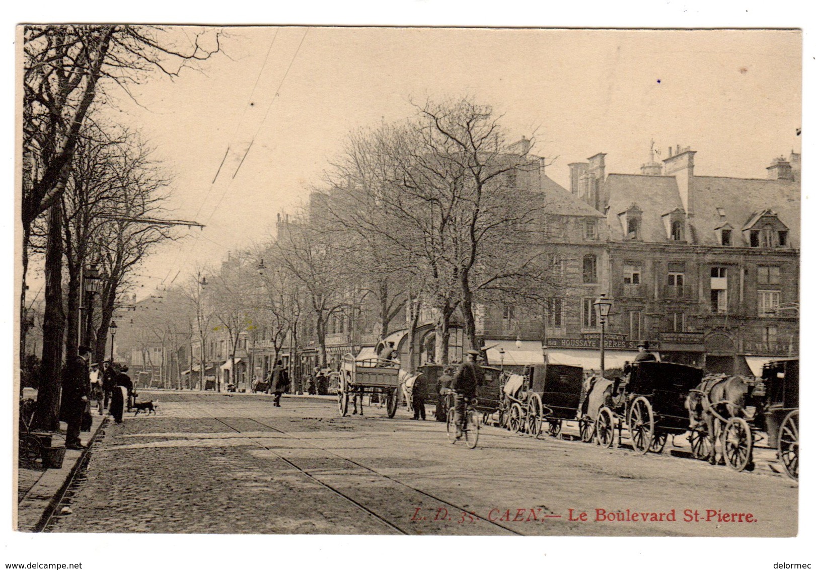 CPA Caen 14 Calvados Attelage Chevaux En Attente Boulevard Saint Pierre éditeur LD N°35 - Caen