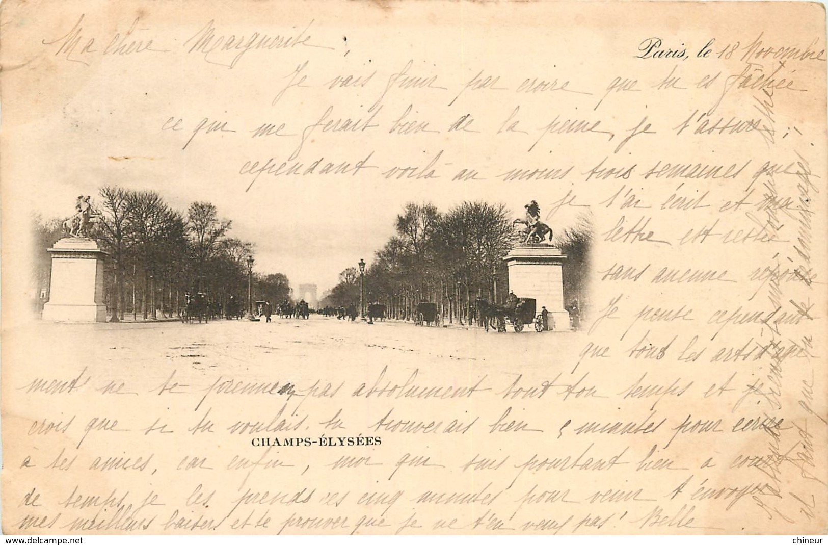 CARTE PRECURSEUR PARIS CHAMPS ELYSEES DATEE 1898 TIMBRE TYPE SAGE - Champs-Elysées