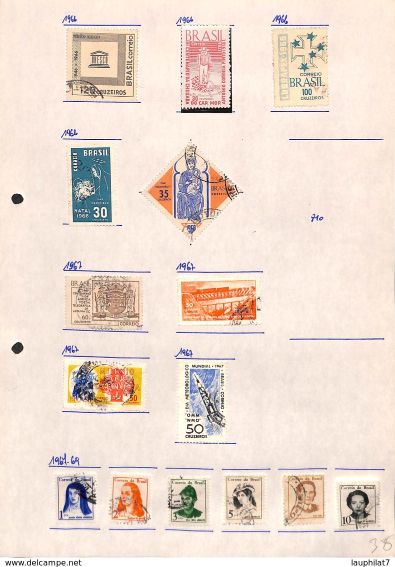 [701531]B/TB//O/Used-Brésil 1966 - N° 1, Petit Lot Sur Feuille, U.N.E.S.C.O., Arrivée Capitaine, Exposition, Noël, Météo - Oblitérés