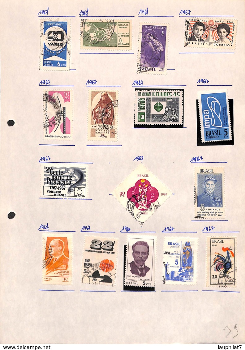 [701532]B/TB//O/Used-Brésil 1967 - N° 1, Petit Lot Sur Feuille, Campagne Aérienne, Lions International, Journée Des Mère - Oblitérés