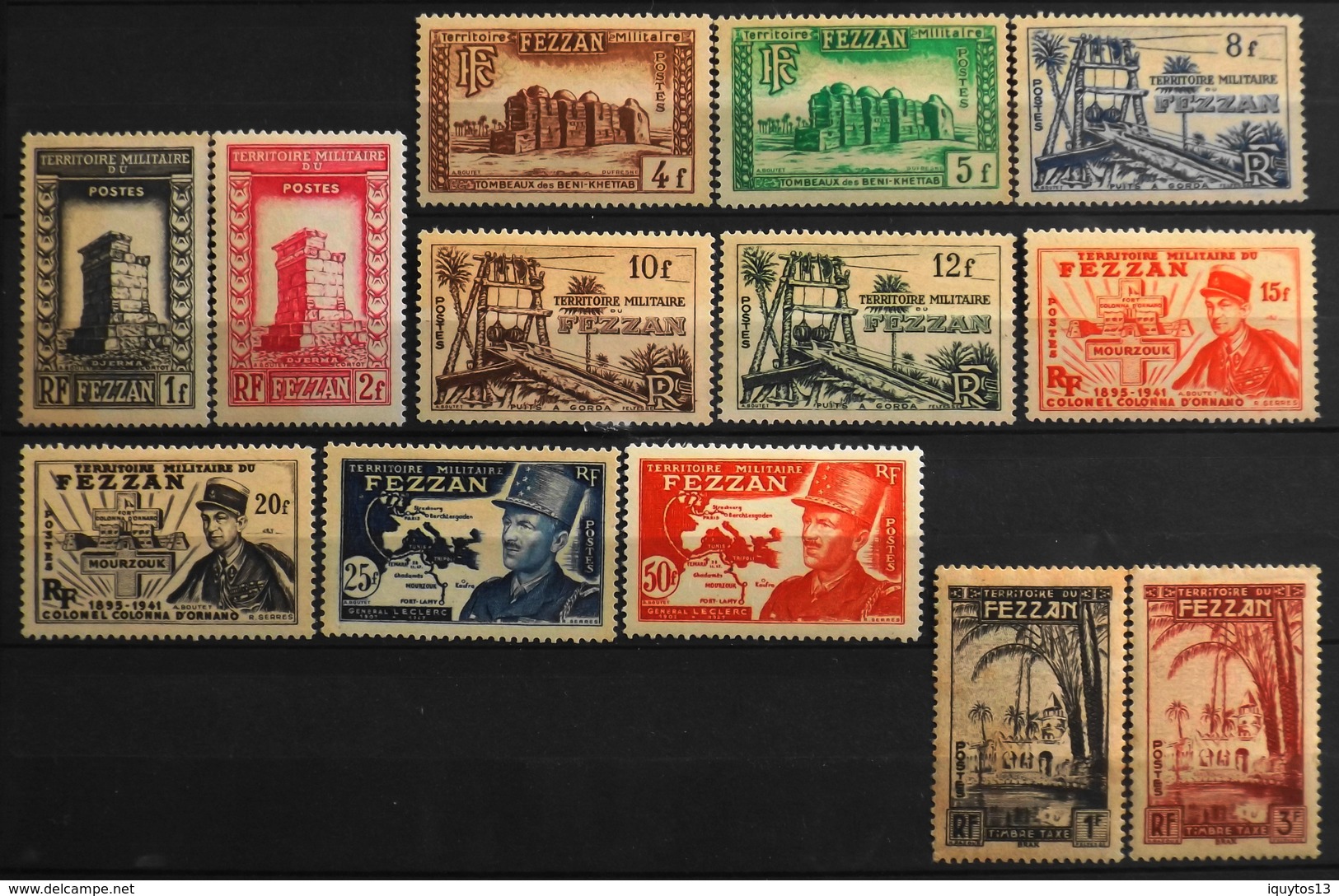 France (ex-colonies & Protectorats) > Fezzan (1943-1951) > 1949 N° 43 à 53 NEUFS* Trace De Charnière - Unused Stamps