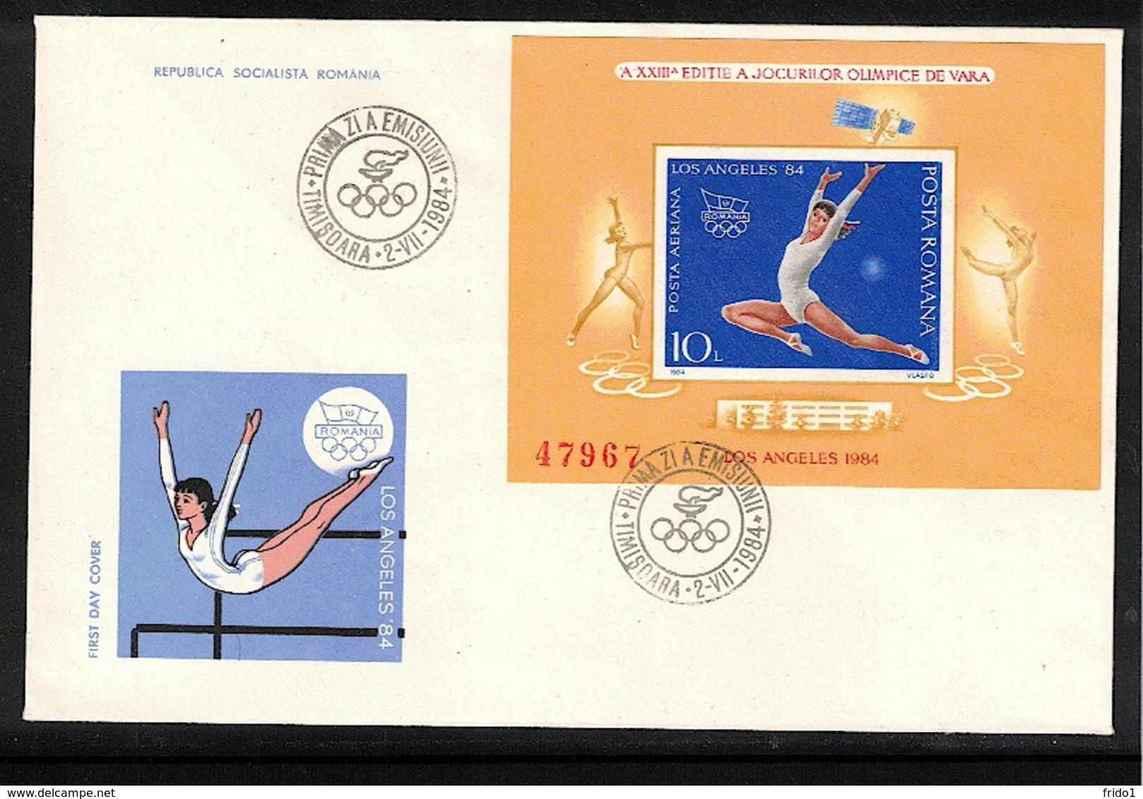 Romania 1984 Olympic Games Los Angeles Michel Block 207 FDC - Summer 1984: Los Angeles