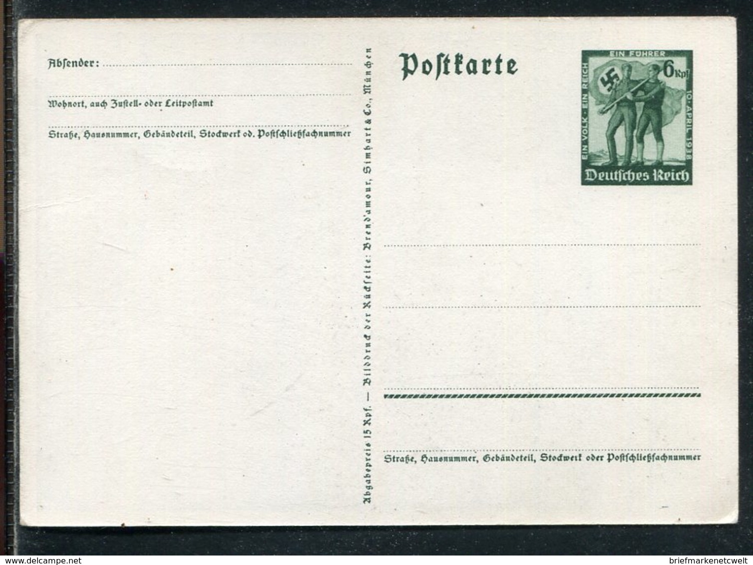 Deutsches Reich / 1938 / Sonderpostkarte (Propagnada) Mi. P 268 ** (17456) - Sonstige & Ohne Zuordnung