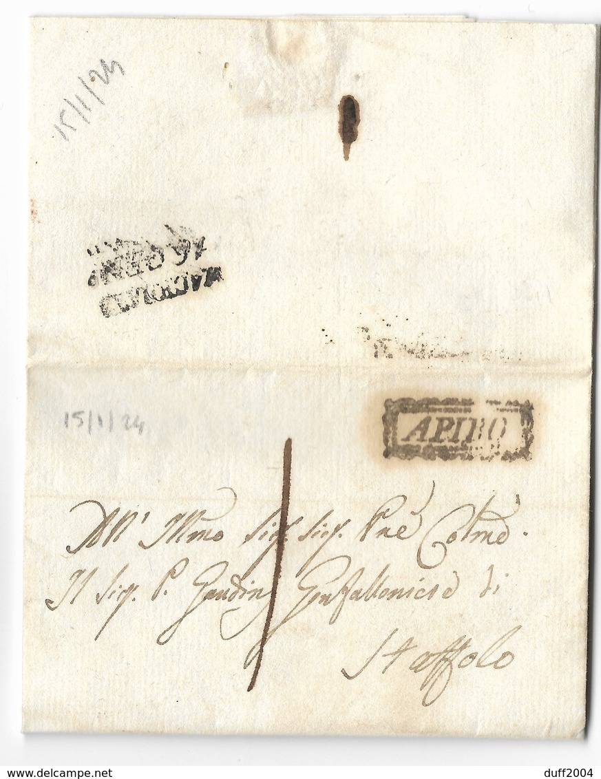 DA APIRO A STAFFOLO - 15.12.1824. - 1. ...-1850 Prephilately