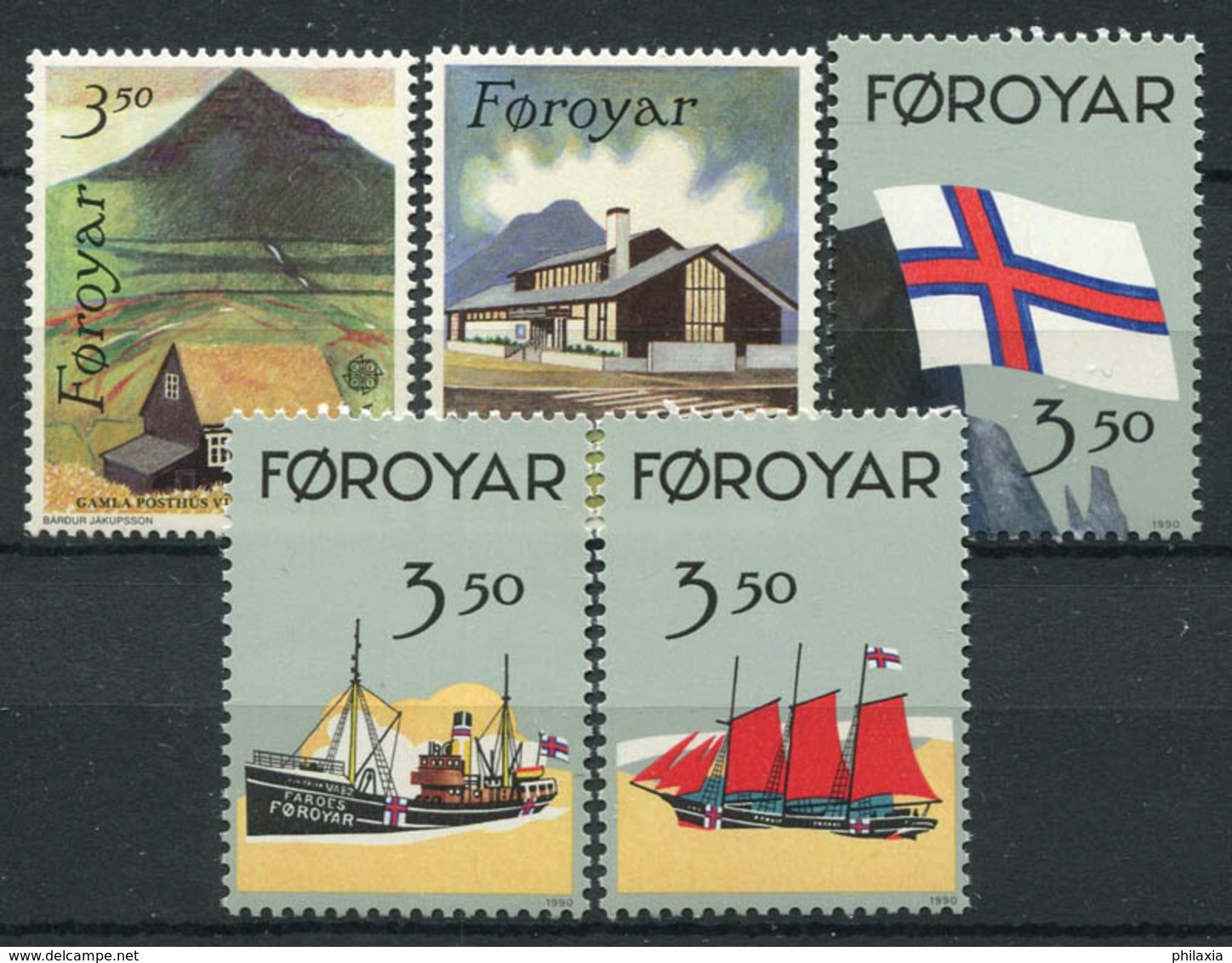 Faroe Islands 1990 Mi. 198-202 MNH 100% Postal Facilities, Flag, Ship - Faroe Islands