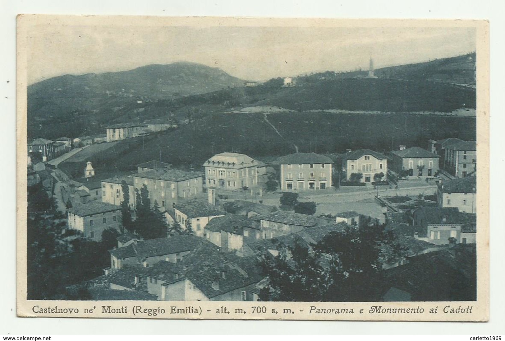 CASTELNOVO NE MONTI - PANORAMA E MONUMENTO AI CADUTI   VIAGGIATA  FP - Reggio Emilia