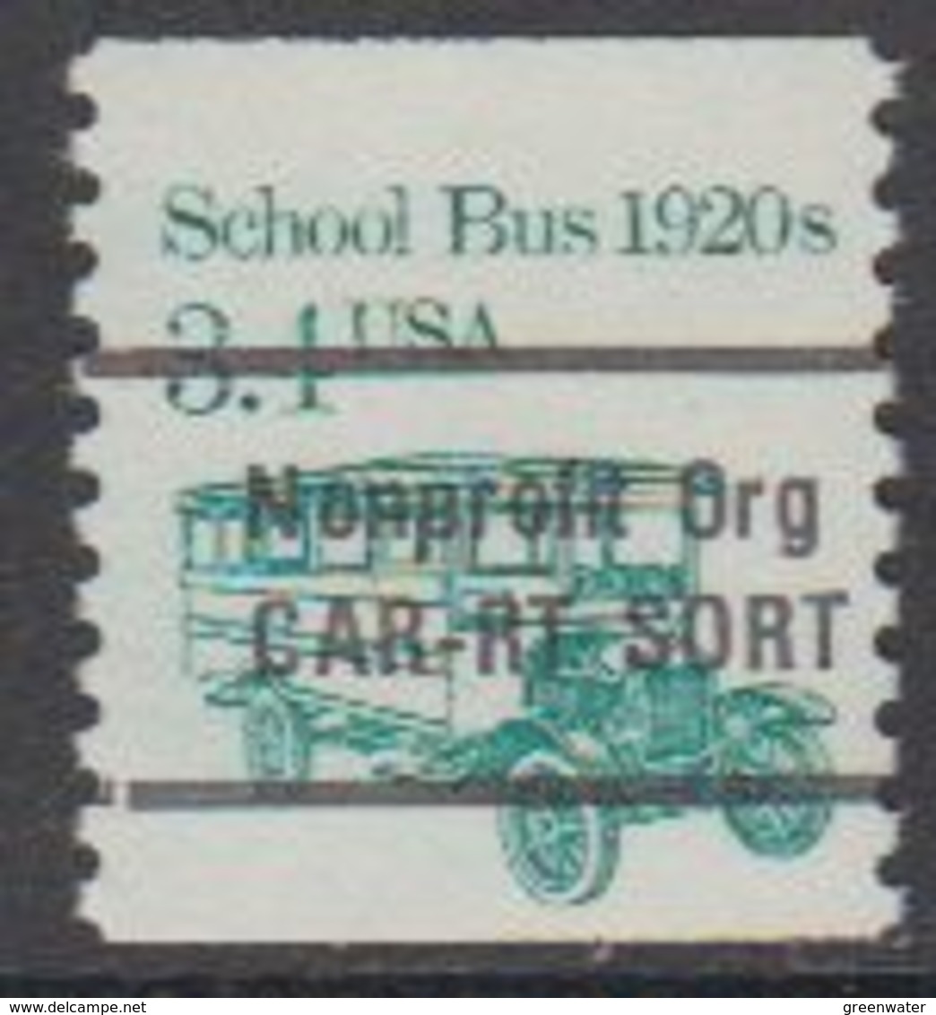 USA 1985 School Bus 1920s Nonprofit Org 1v ** Mnh (43109G) - Unused Stamps