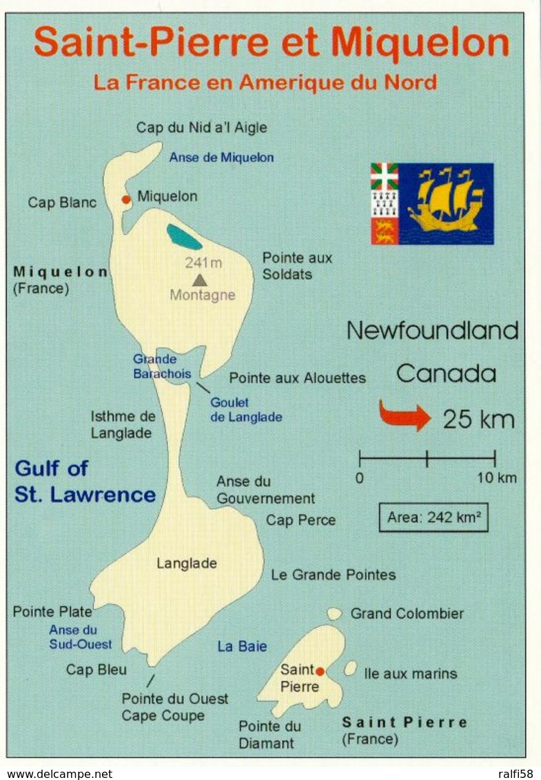 1 Map Of Saint-Pierre Et Miquelon * Landkarte Von Saint-Pierre Et Miquelon Franz. Überseegebiet Im Nordatlantik * - Landkarten