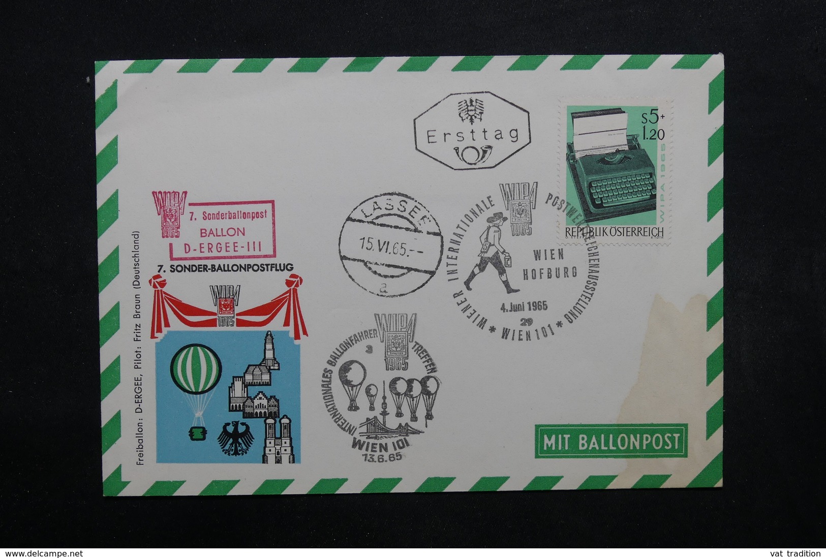 AUTRICHE - Enveloppe Par Ballon En 1965, Voir Cachets - L 31906 - Lettres & Documents