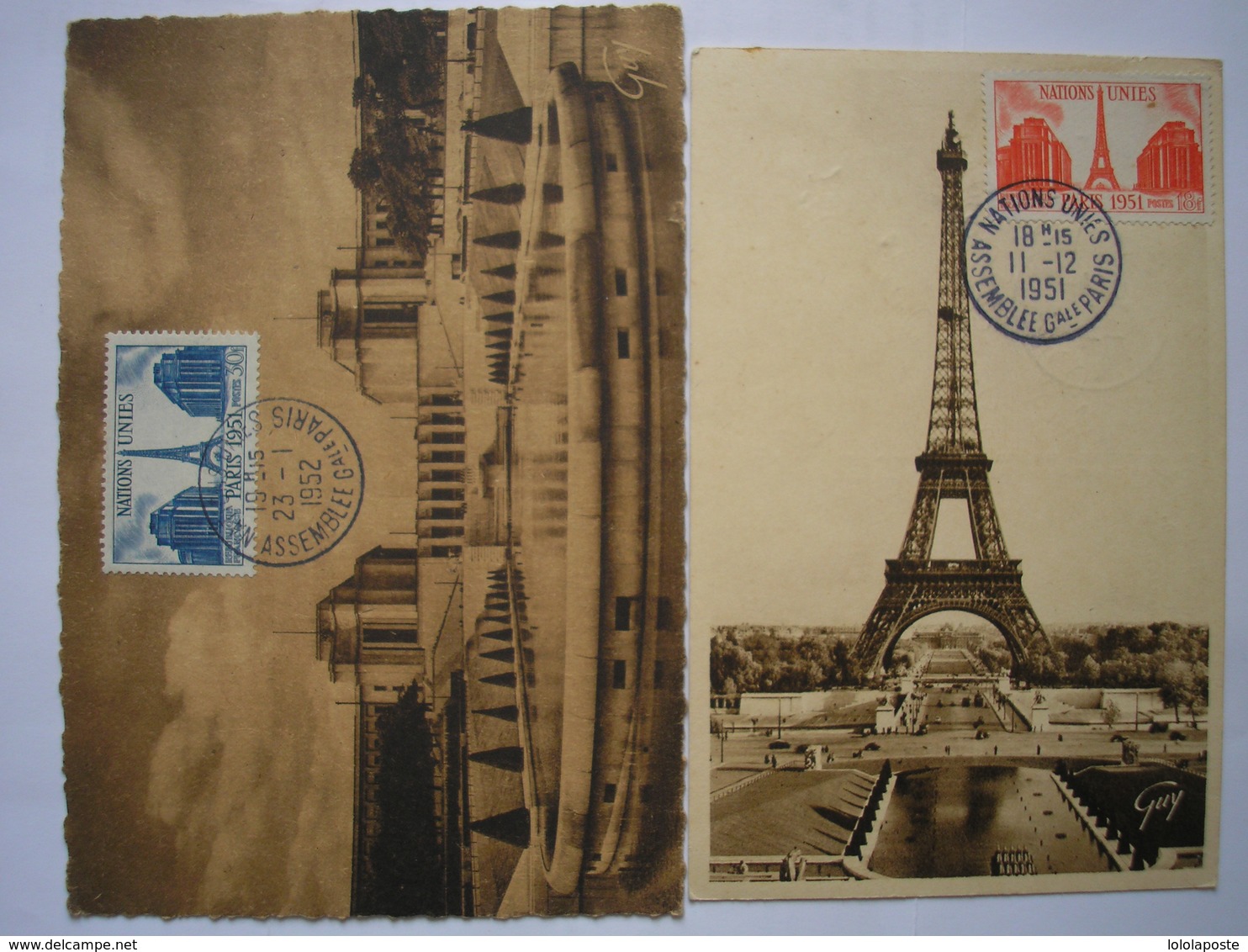 2 Cartes Postales Différentes De L'assemblée Générale Des Nations-Unies à Paris ( Tour Eiffel Et Palais Chaillot ) - 1921-1960: Modern Period