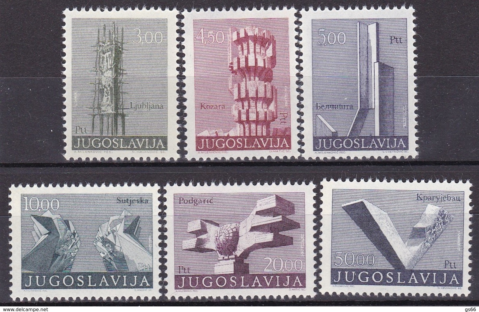 Jugoslawien, 1974, 1540/45 I, MNH **, Revolutionsdenkmäler. Revolutionary Monuments. - Ungebraucht