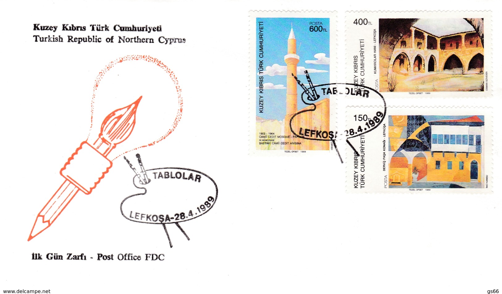 Türkisch-Zypern, 1989, 246/48, Gemälde. FDC - Briefe U. Dokumente