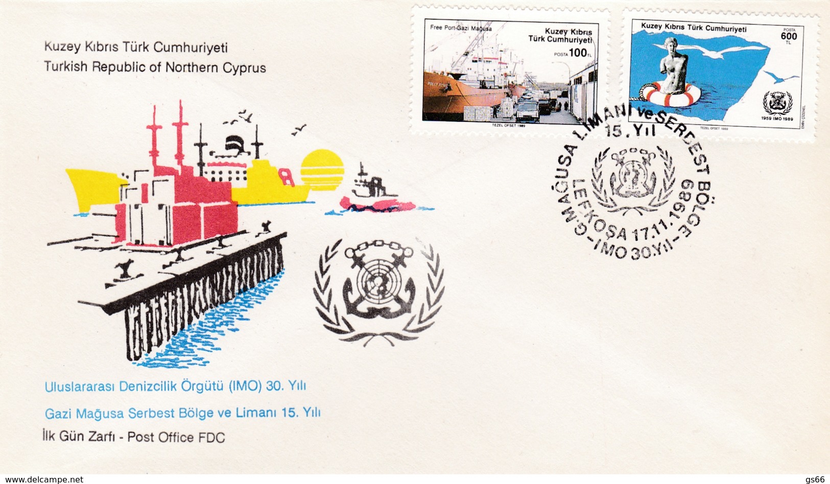 Türkisch-Zypern, 1989, 262+65, Freihafen Famagusta/Schifffahrtsorganisation Der Vereinten Nationen (IMO), FDC - Briefe U. Dokumente