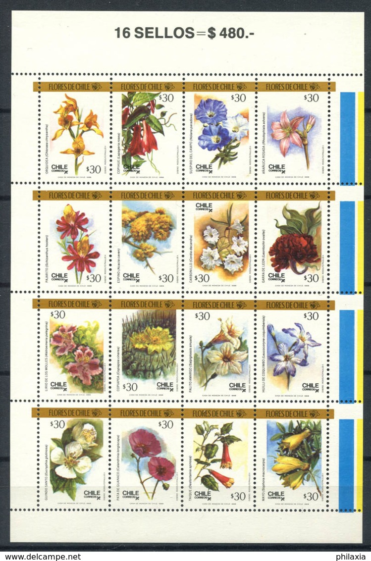 Chile 1988 Mi. 1237-1252 Miniature Sheet 100% MNH Flowers - Chile