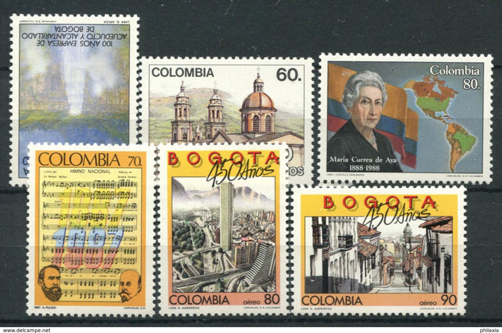 Colombia 1987-88 Mi. 1721-1726 MNH 100% Culture, Presonalità, Bogota - Colombia