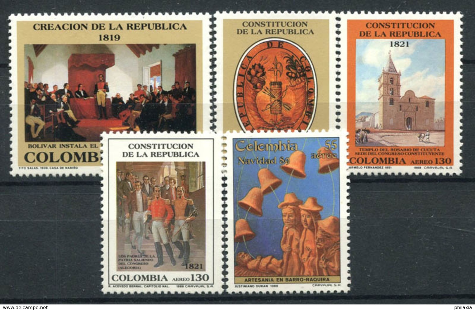 Colombia 1989 Mi. 1779-1782, 1784 MNH 100% Republic, Christmas - Colombia