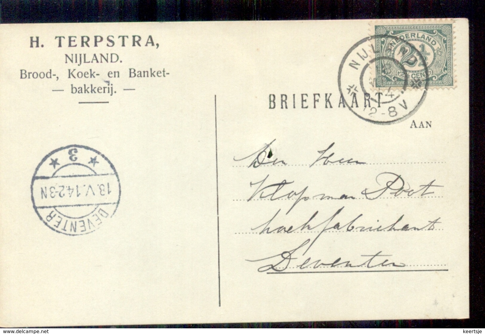 Nijland - Bakkerijk - H Terpstra - 1914 - Brieven En Documenten