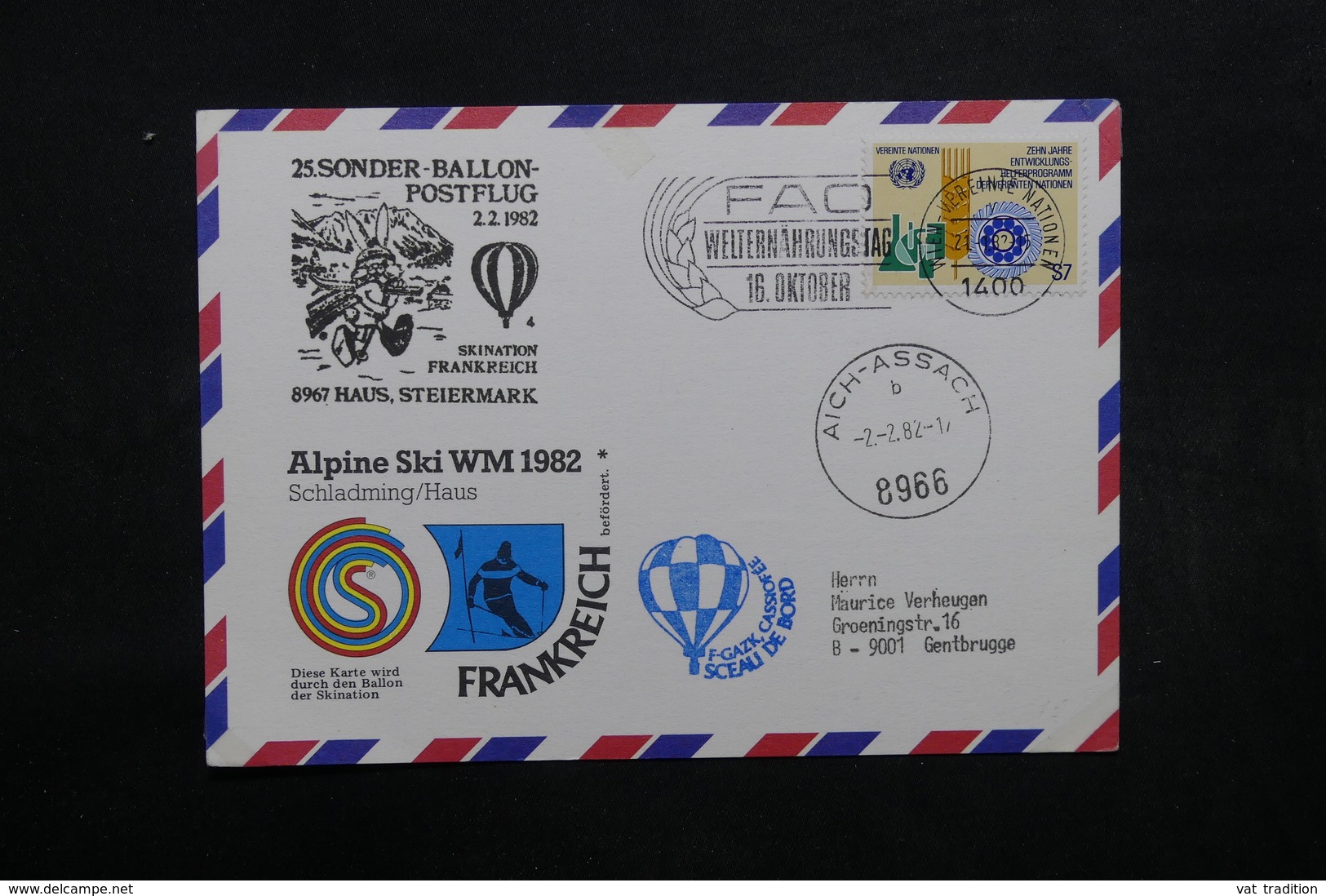 NATIONS UNIES - Carte Par Ballon En 1982, Voir Cachets - L 31911 - Storia Postale