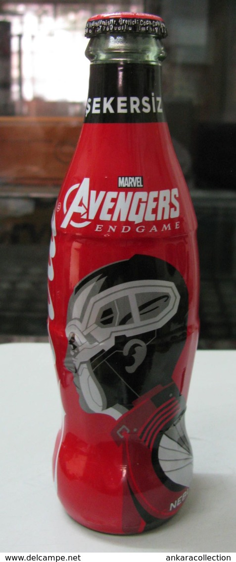 AC - COCA COLA MARVEL AVENGERS ENDGAME 2019 NEBULA SHRINK WRAPPED EMPTY GLASS BOTTLE & CROWN CAP - Bottles