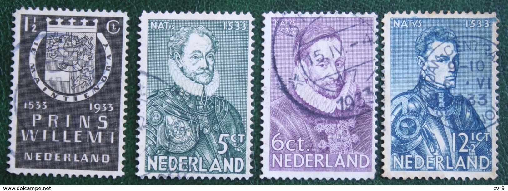 Herdenkingszegels Willem I NVPH 252-255 (Mi 257-260) 1933 Gestempeld / USED NEDERLAND / NIEDERLANDE - Used Stamps