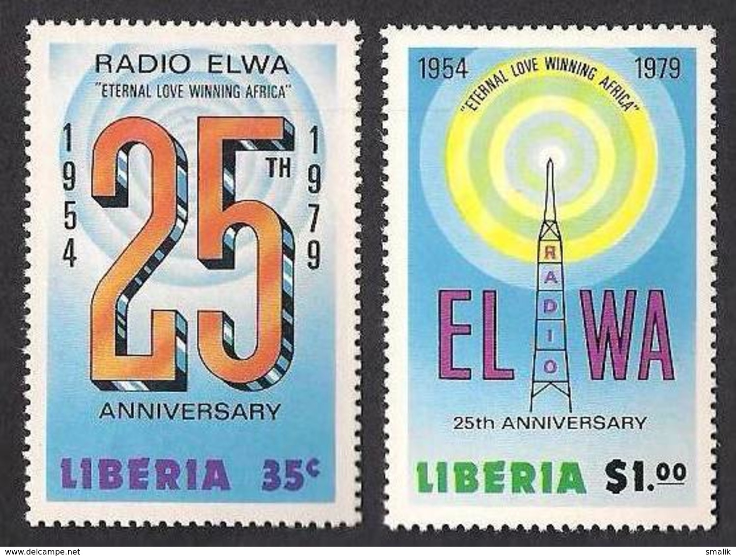 LIBERIA 1979 - Radio ELWA 25th Anniversary, Complete Set Of 2v MNH - Liberia