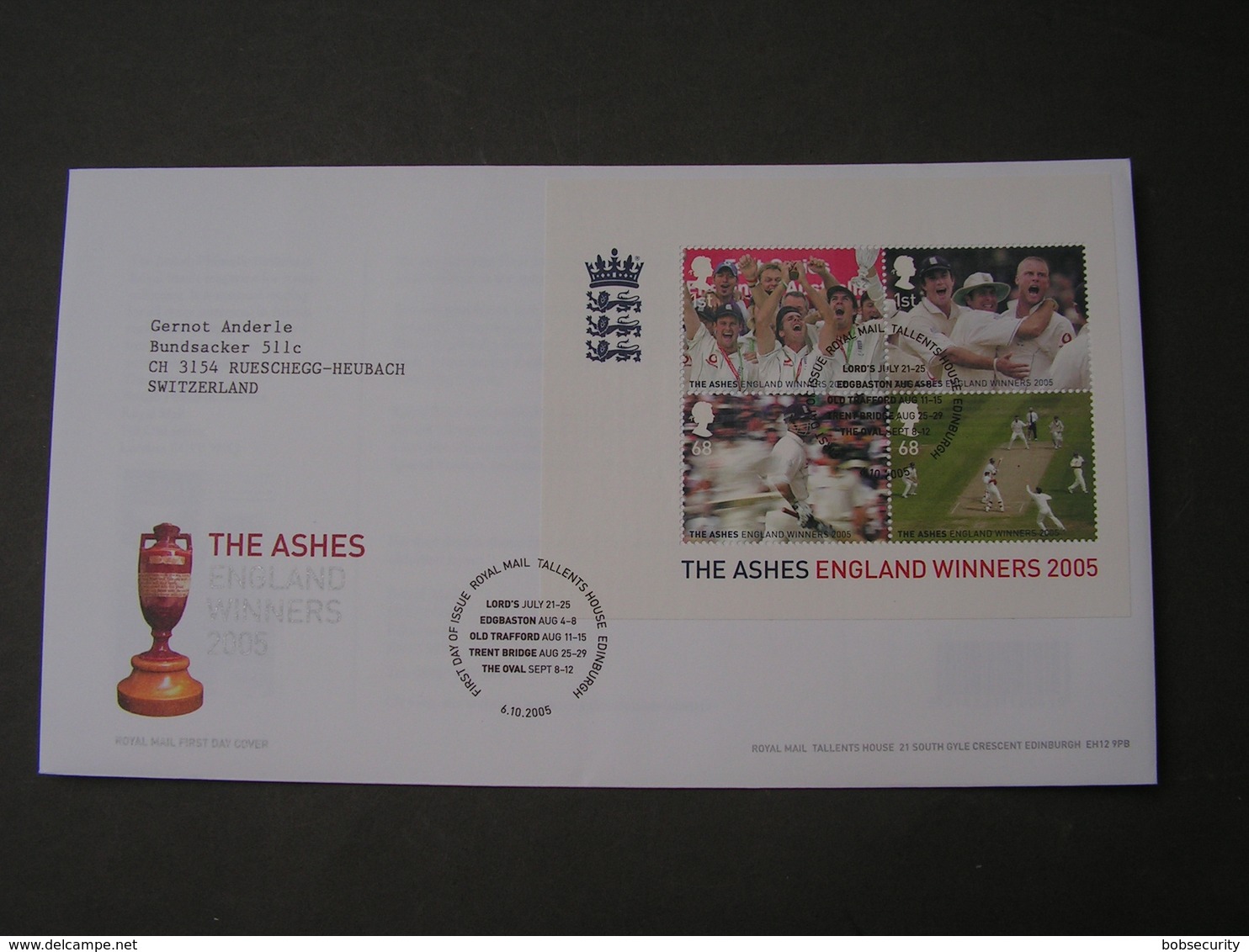 GB  FDC 2005 The Ashes - Blocks & Kleinbögen