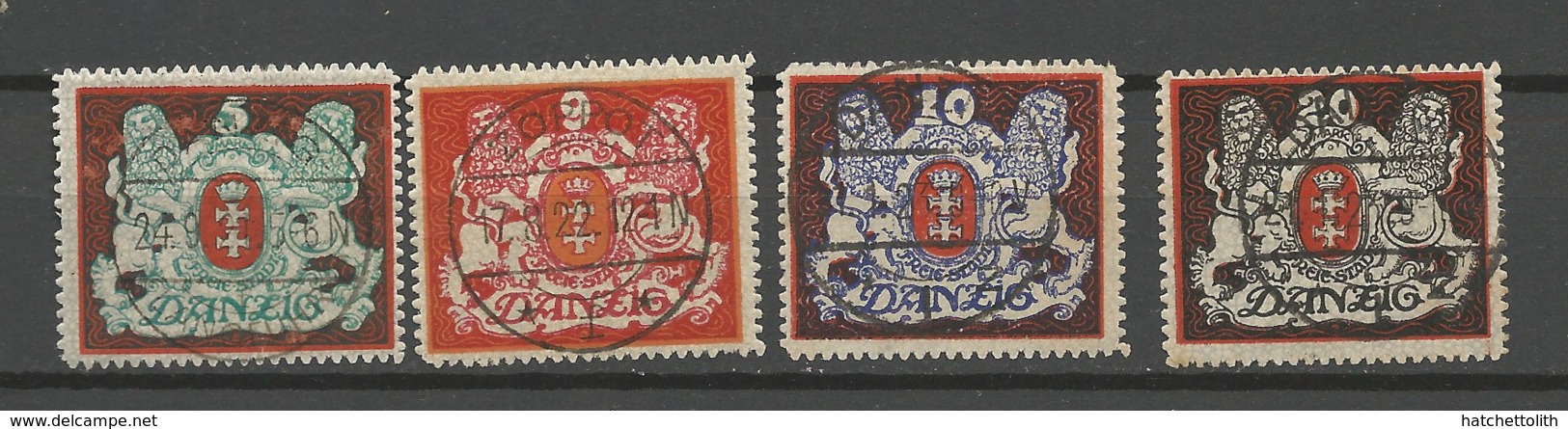 Danzig 1921/22  Mi.Nr.: 87-89, 99 Coat Of Arms 5-20 Mark Cancelled O - Other & Unclassified