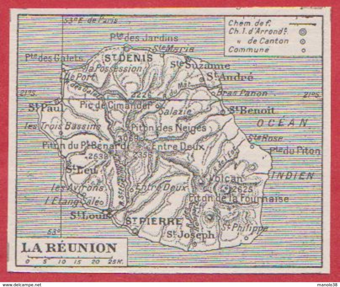 Carte De L'île De Réunion. Larousse 1920 - Non Classés